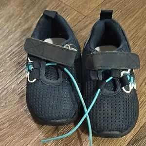 Kids Navy Blue Shoes with Teal Accents